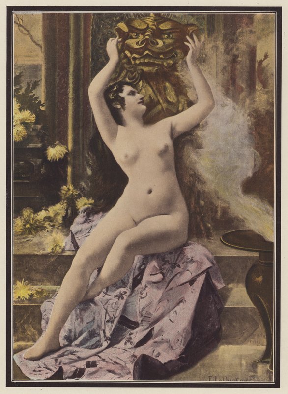 Skønheden og udyret (farve litho) af Fernand Le Quesne