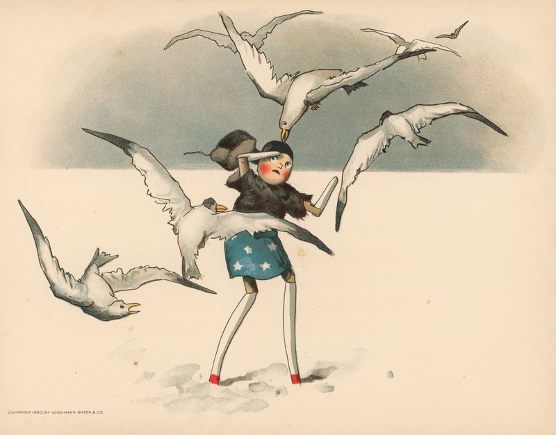 Illustration til The Golliwoggs Polar Adventures af Florence K. Upton