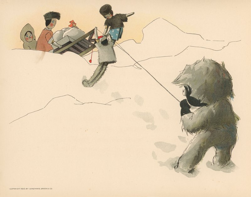 Illustration til The Golliwoggs Polar Adventures af Florence K. Upton