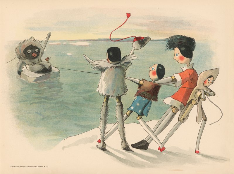 Illustration til The Golliwoggs Polar Adventures af Florence K. Upton