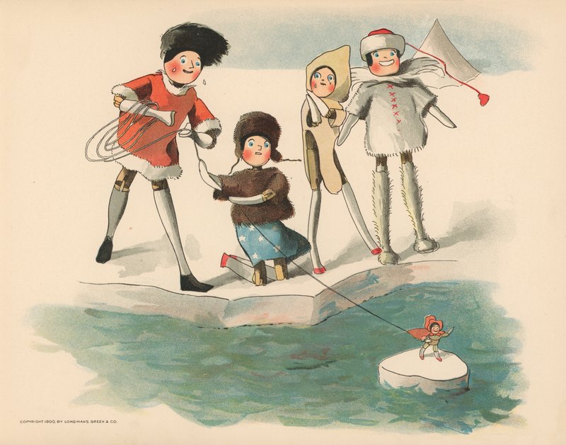 Illustration til The Golliwoggs Polar Adventures af Florence K. Upton