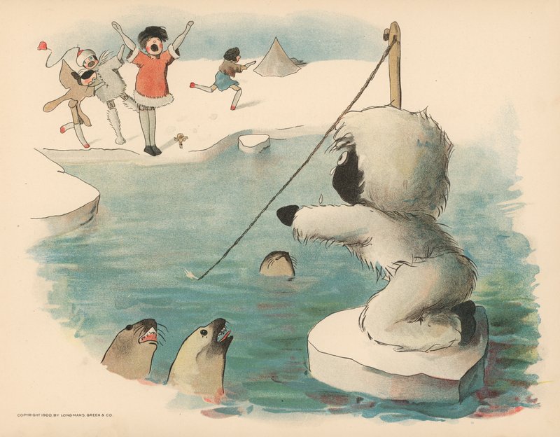 Illustration til The Golliwoggs Polar Adventures af Florence K. Upton