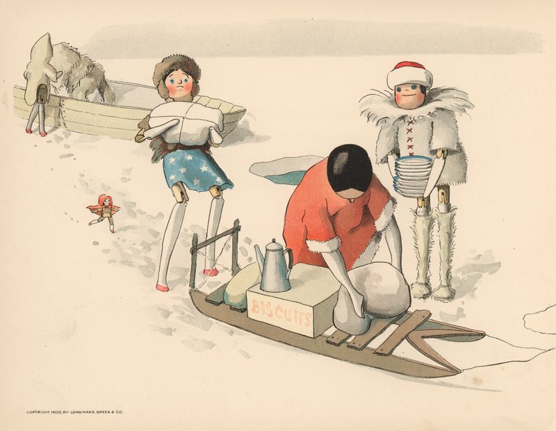 Illustration til The Golliwoggs Polar Adventures af Florence K. Upton