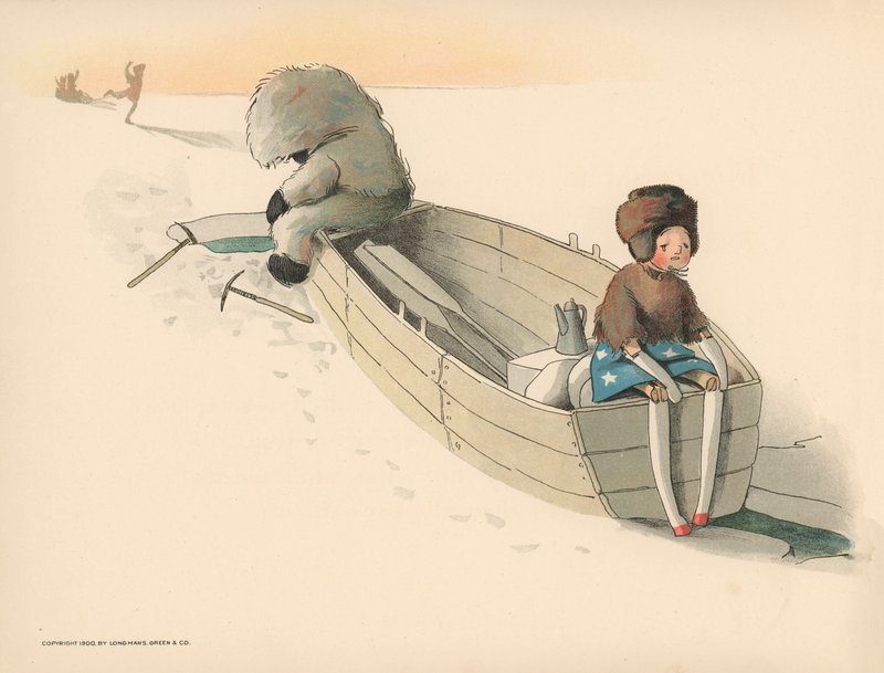 Illustration til The Golliwoggs Polar Adventures af Florence K. Upton