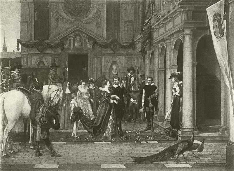 Marie de Medici i Rubens hus (gravure) af Florent Willems