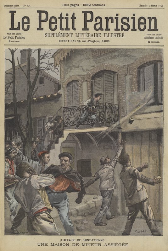 Et minearbejderhus under belejring i St Etienne, Frankrig af Fortune Louis Meaulle