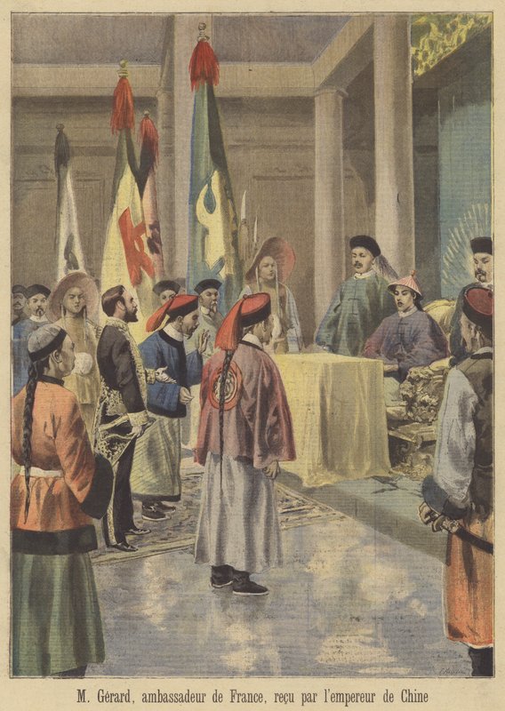 Auguste Gerard, den franske ambassadør i Kina, modtaget af kejseren af Fortune Louis Meaulle