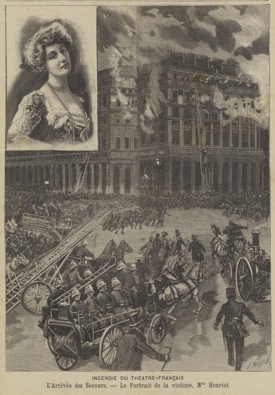 Brand ved Theatre-Francais, Paris af Fortune Louis Meaulle