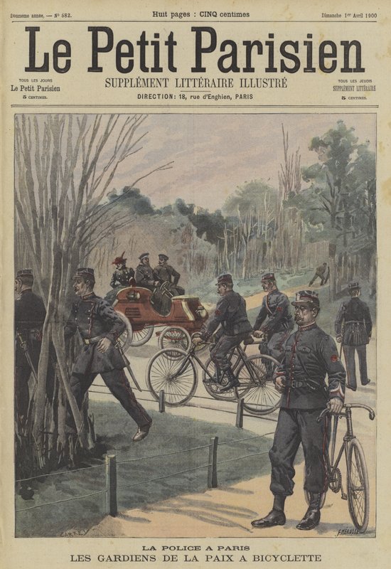 Paris politifolk ved at bruge cykler af Fortune Louis Meaulle