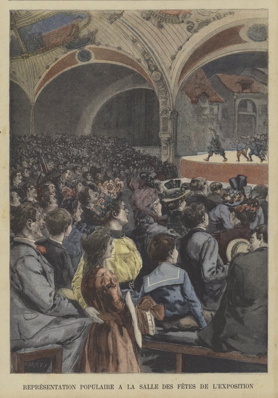 Populær forestilling i Festival Hall of the Exposition Universelle 1900, Paris af Fortune Louis Meaulle
