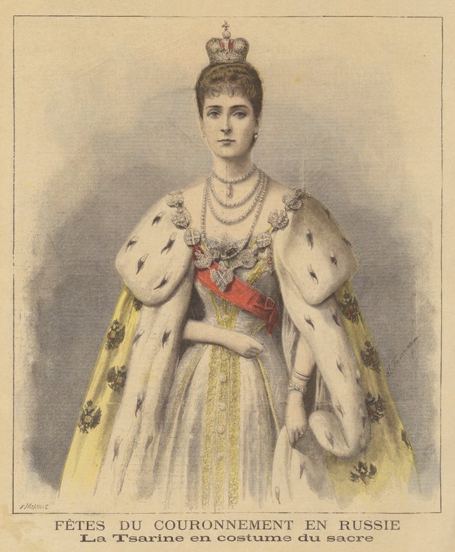 Tsarina Alexandra af Rusland i sine kroningsdragter af Fortune Louis Meaulle