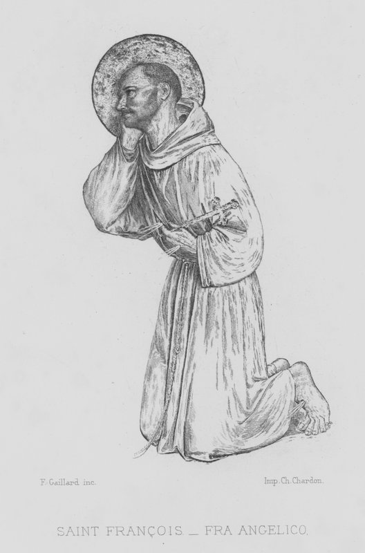 Sankt Frans af Assisi (litho) af Fra (after) Angelico