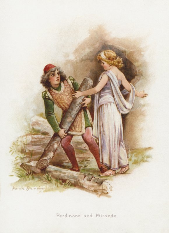 Ferdinand og Miranda (chromolitho) af Frances Brundage