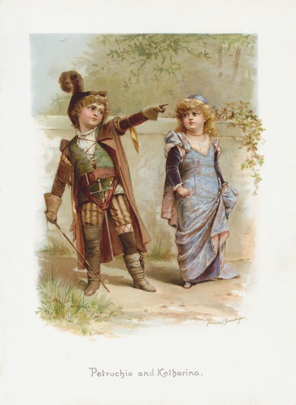 Petruchio og Katharina (chromolitho) af Frances Brundage