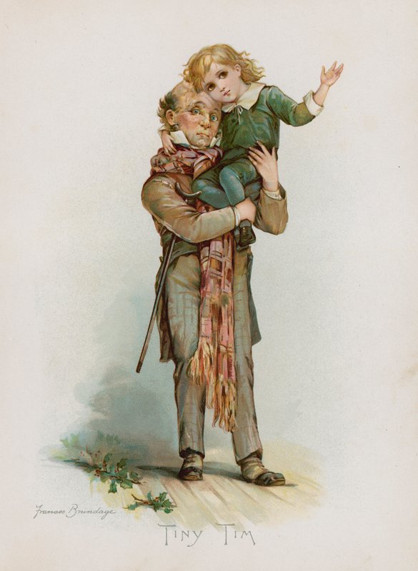 Tiny Tim (chromolitho) af Frances Brundage