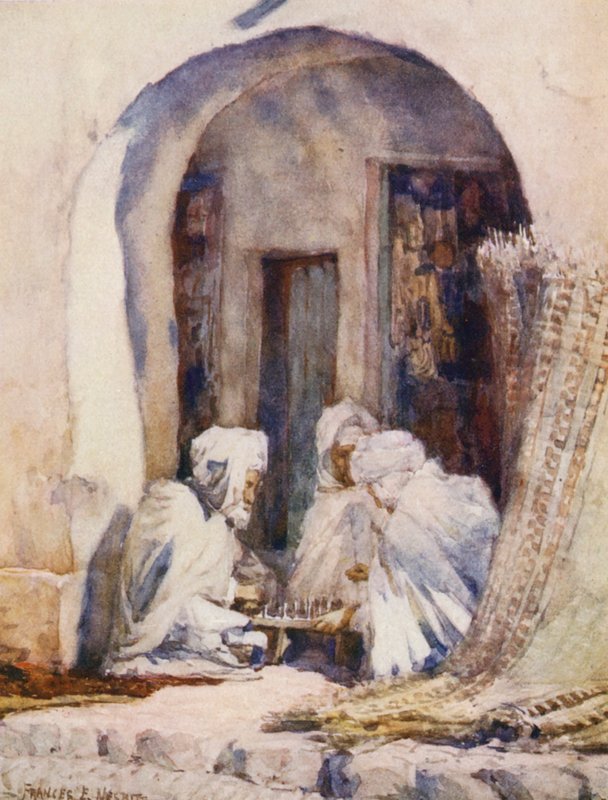 Et spil terninger (farvelitografi) af Frances Nesbitt
