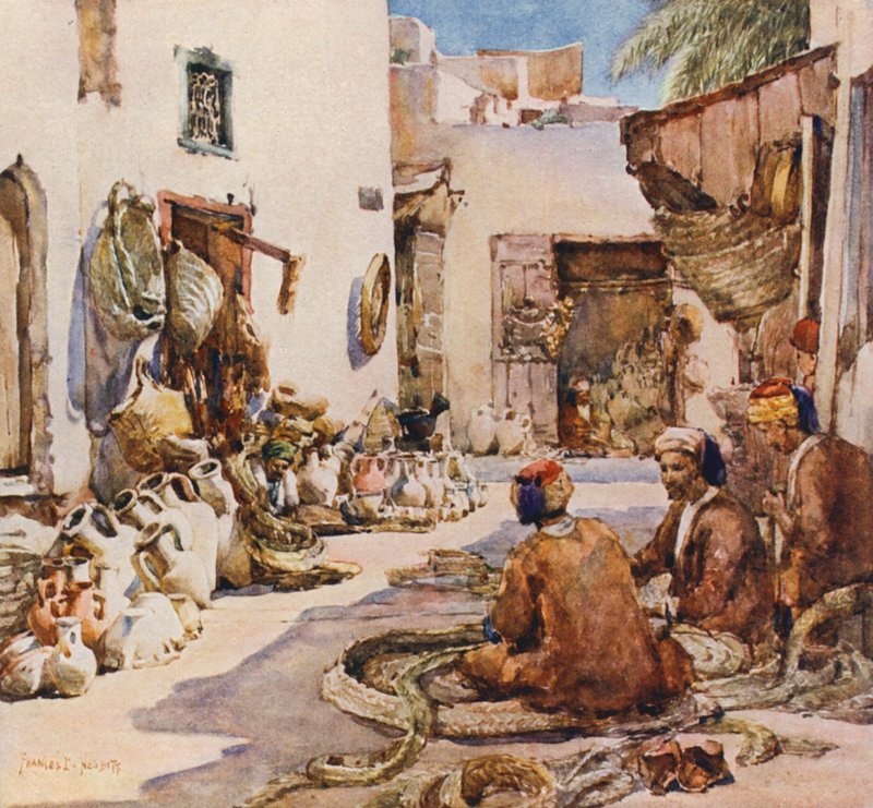 Kurvemagerne, Sousse (farvelitografi) af Frances Nesbitt