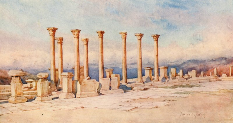 The Forum, Timgad (farvelitografi) af Frances Nesbitt