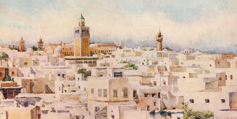 Tunis (farvelitografi) af Frances Nesbitt