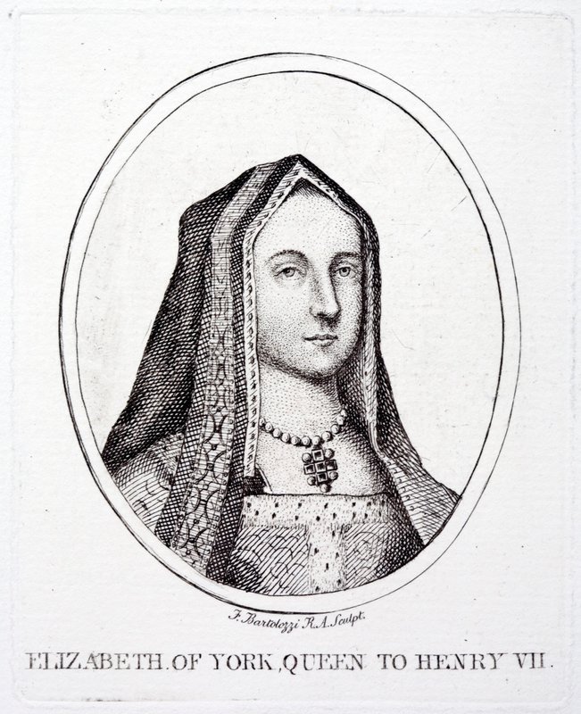 Elizabeth af York, kong Henry VIIs dronningkonsort (gravering) af Francesco (after) Bartolozzi