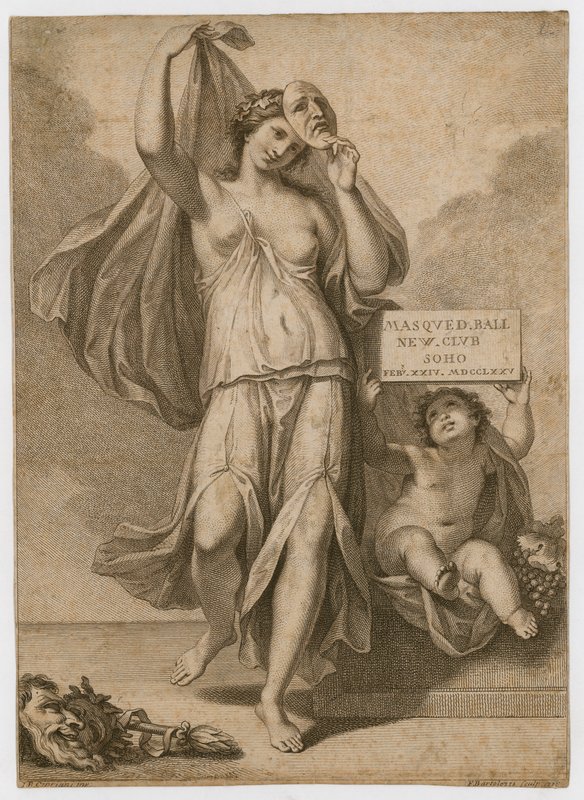 Invitation til et maskebal i Soho i 1775 af Francesco Bartolozzi