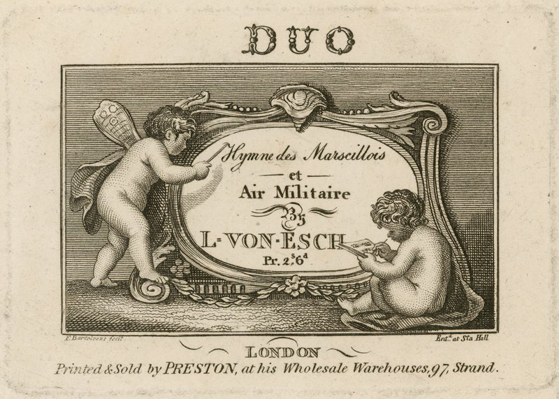 Titelplade til Hymn des Marscillois og Air Militaire af Francesco Bartolozzi