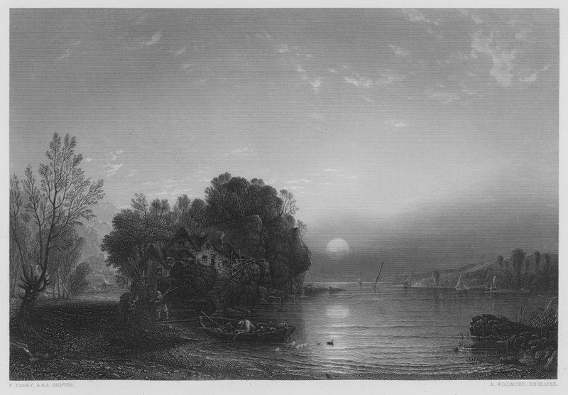 Fiskerhjemmet, fra billedet i Vernon Gallery (gravering) af Francis (after) Danby