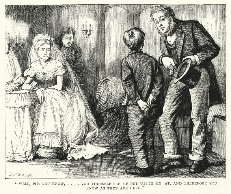 Illustration til store forventninger af Charles Dickens (gravering) af Francis Arthur Fraser