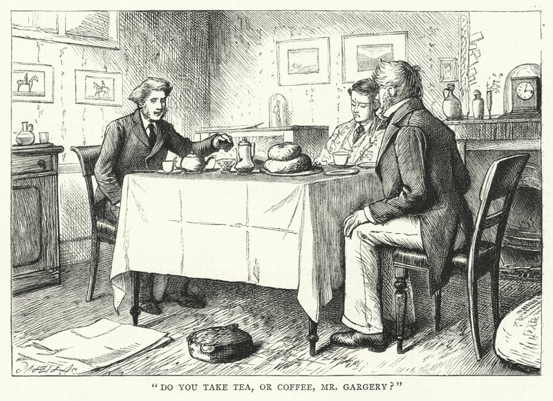 Illustration til store forventninger af Charles Dickens (gravering) af Francis Arthur Fraser