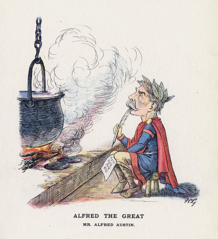 Alfred den Store, hr. Alfred Austin (farve litho) af Francis Carruthers Gould