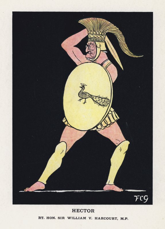 Hector, Rt Hon Sir William V Harcourt (farve litho) af Francis Carruthers Gould