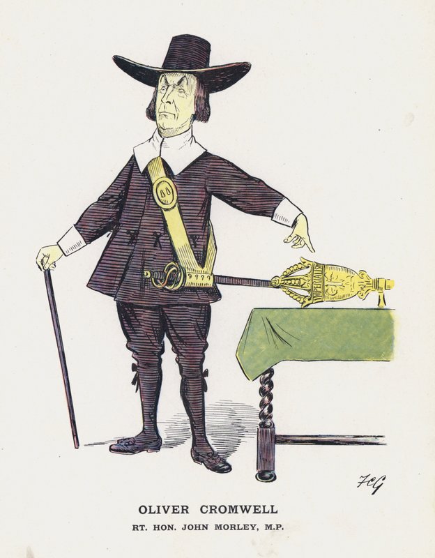 Oliver Cromwell, Rt Hon John Morley (farve litho) af Francis Carruthers Gould