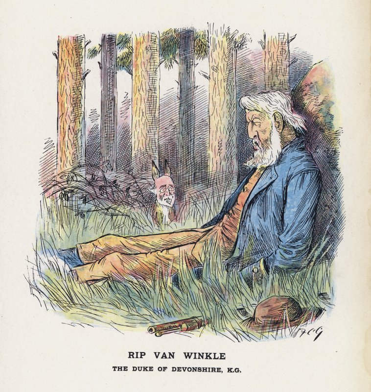 Rip Van Winkle, hertugen af Devonshire (farve litho) af Francis Carruthers Gould