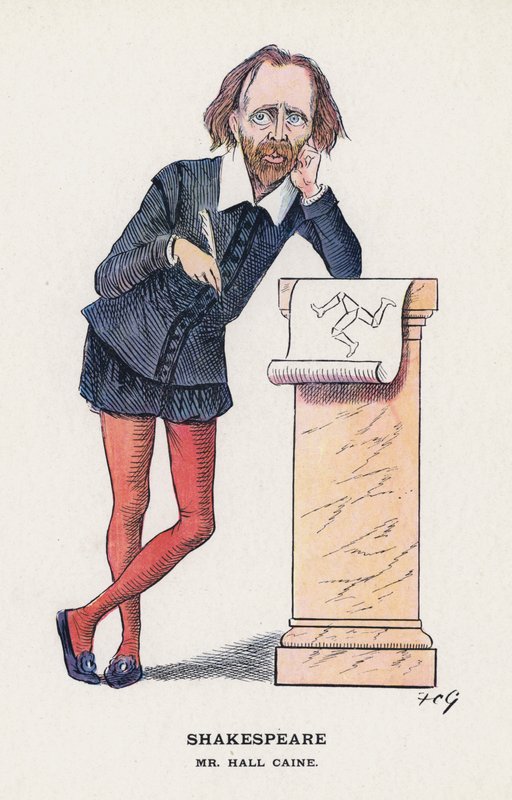 Shakespeare, Mr Hall Caine (farve litho) af Francis Carruthers Gould