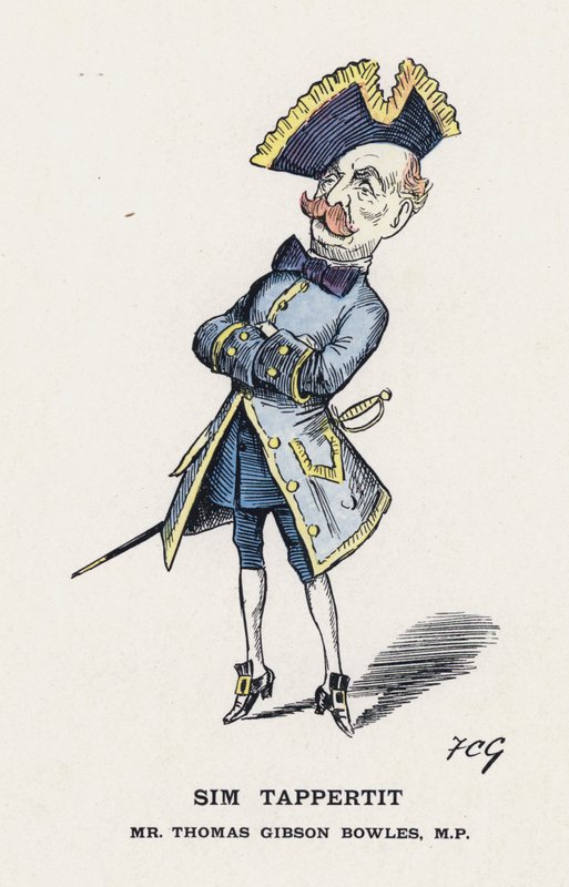 Sim Tappertit, Mr Thomas Gibson Bowles (farve litho) af Francis Carruthers Gould