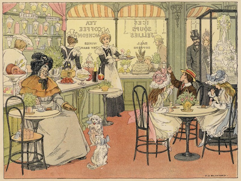 Bedfords bog om butikker: Confectioner (farvelitografi) af Francis Donkin Bedford