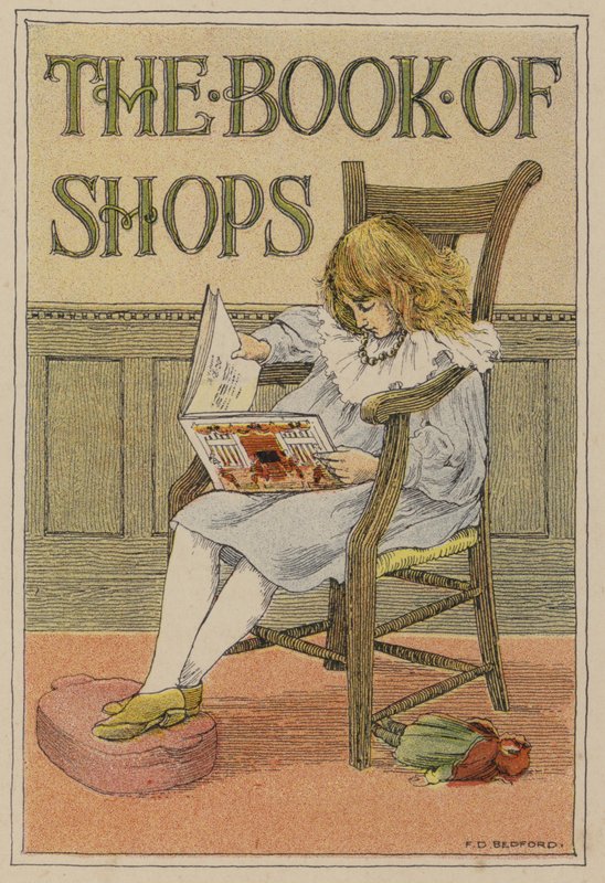 Bedfords bog om butikker: Frontispice (farvelitografi) af Francis Donkin Bedford
