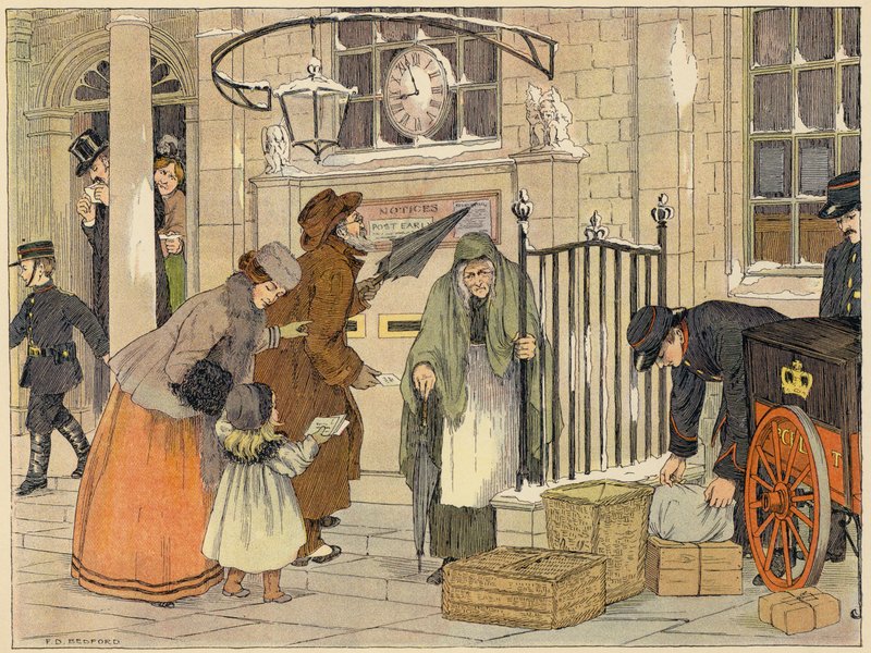 Bedfords bog om butikker: Post Office (farvelitografi) af Francis Donkin Bedford