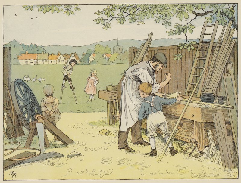 Tømrer (farvelitografi) af Francis Donkin Bedford