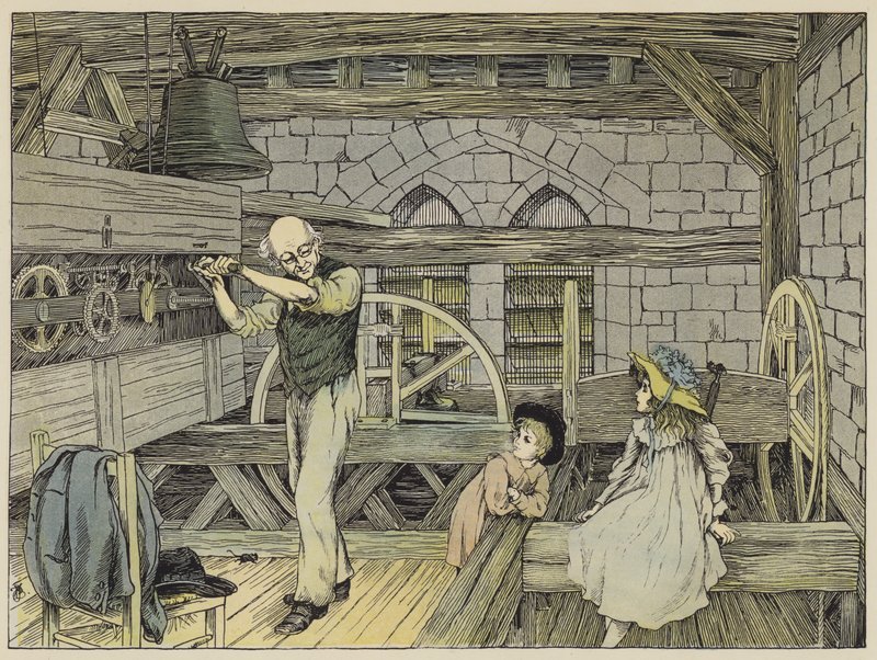 Clock-Winder (farvelitografi) af Francis Donkin Bedford