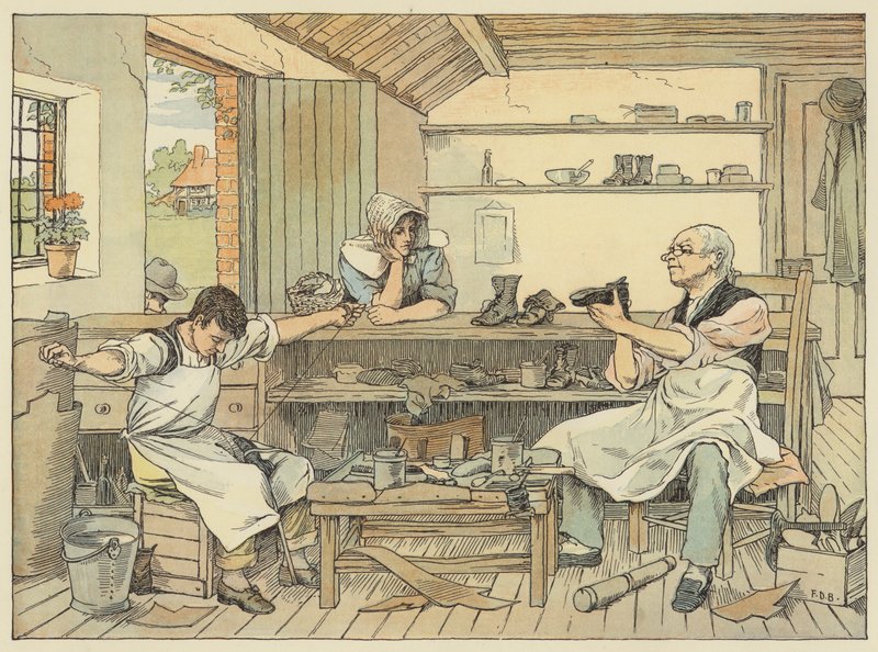 Skomager (farvelitografi) af Francis Donkin Bedford