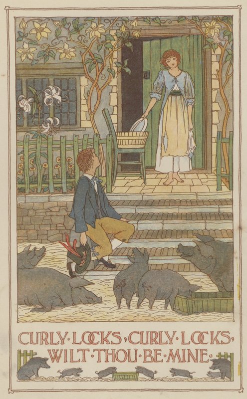 Krøllede lokker, krøllede lokker, vil du være min (farvelitografi) af Francis Donkin Bedford