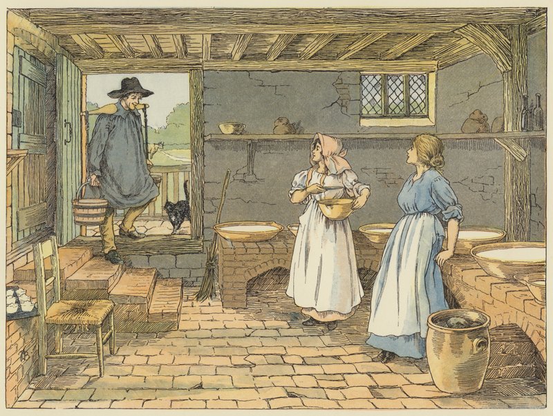 Dairy Man (farvelitografi) af Francis Donkin Bedford
