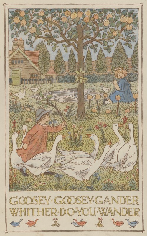 Goosey goosey gander whither do you wander (farvelitografi) af Francis Donkin Bedford