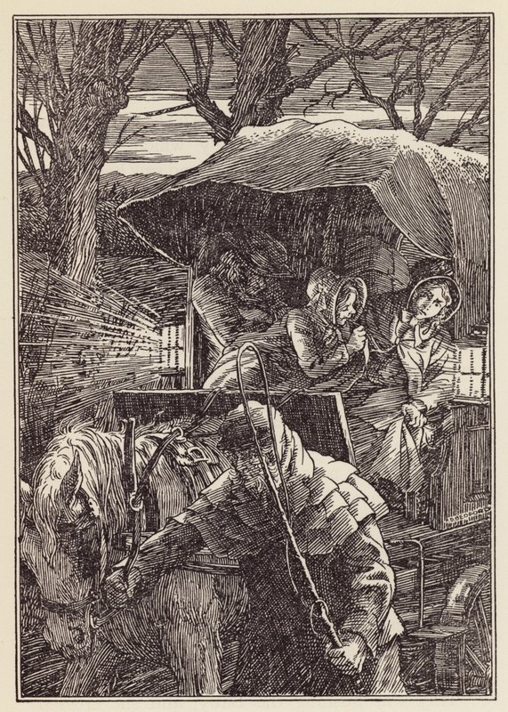 Illustration til The Cricket on the Hearth af Charles Dickens (farvelitografi) af Francis Donkin Bedford