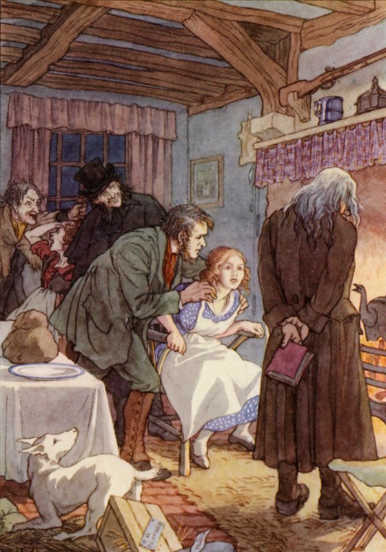 Illustration til The Cricket on the Hearth af Charles Dickens (farvelitografi) af Francis Donkin Bedford