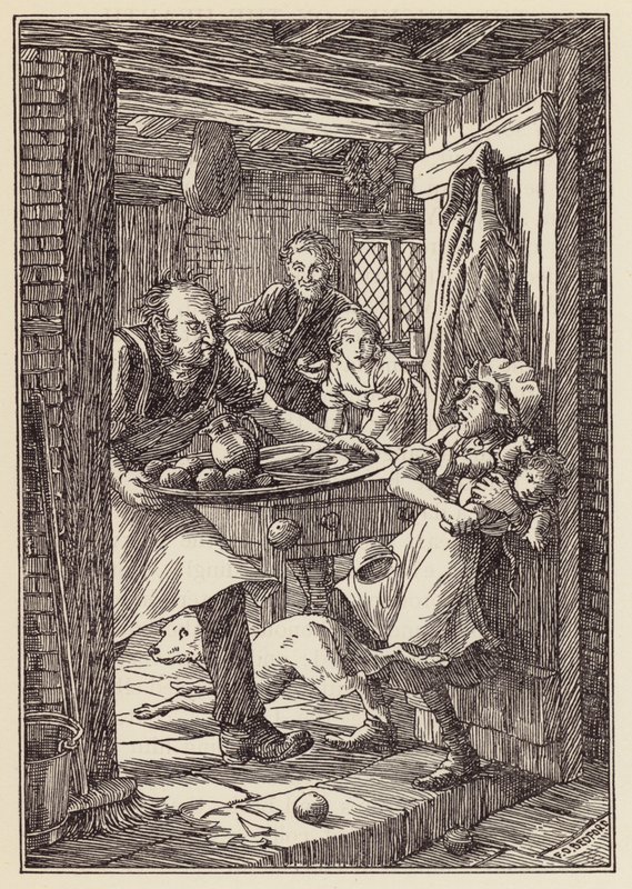 Illustration til The Cricket on the Hearth af Charles Dickens (farvelitografi) af Francis Donkin Bedford