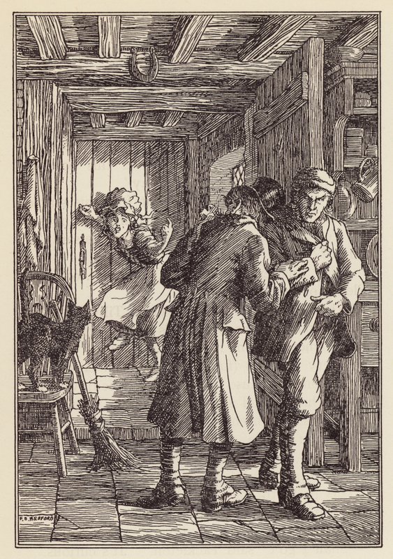 Illustration til The Cricket on the Hearth af Charles Dickens (farvelitografi) af Francis Donkin Bedford