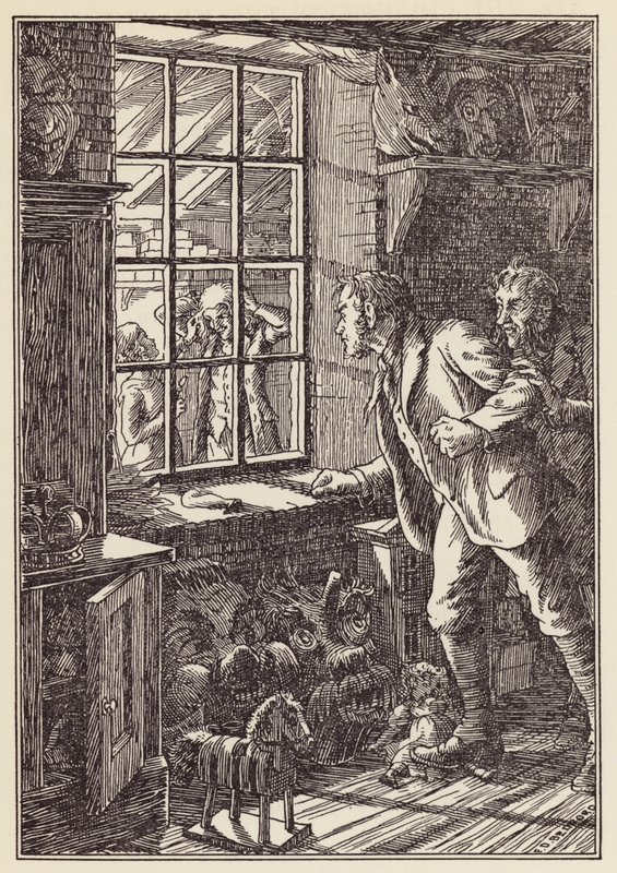 Illustration til The Cricket on the Hearth af Charles Dickens (farvelitografi) af Francis Donkin Bedford