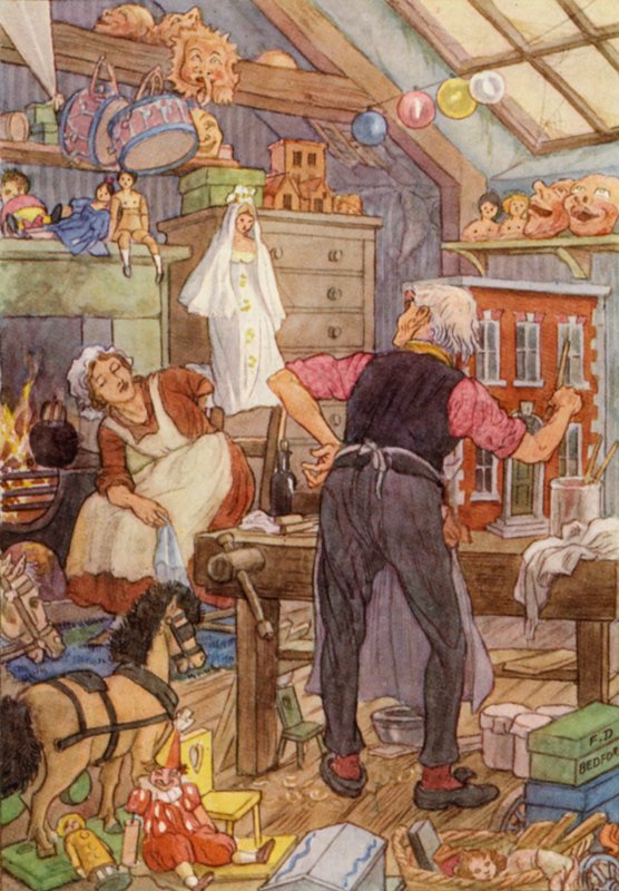 Illustration til The Cricket on the Hearth af Charles Dickens (farvelitografi) af Francis Donkin Bedford